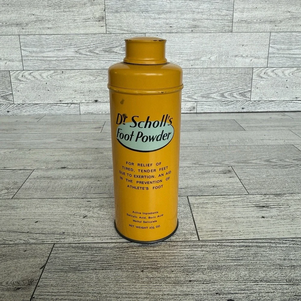 Vintage Advertising‎ Dr. Scholl's Foot Powder 3.5 oz. Metal tin partially full